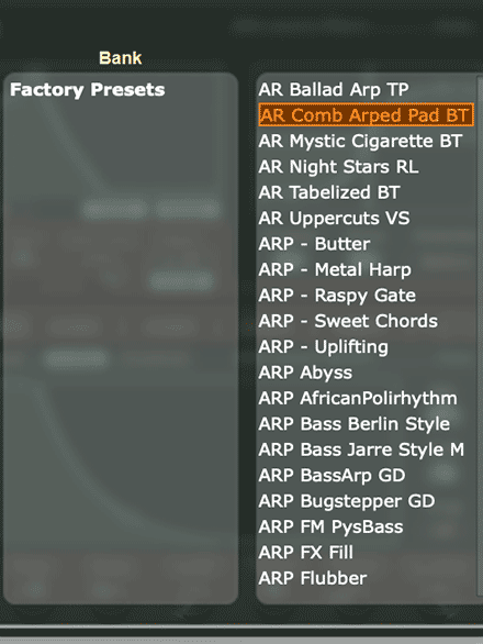 Factory Presets